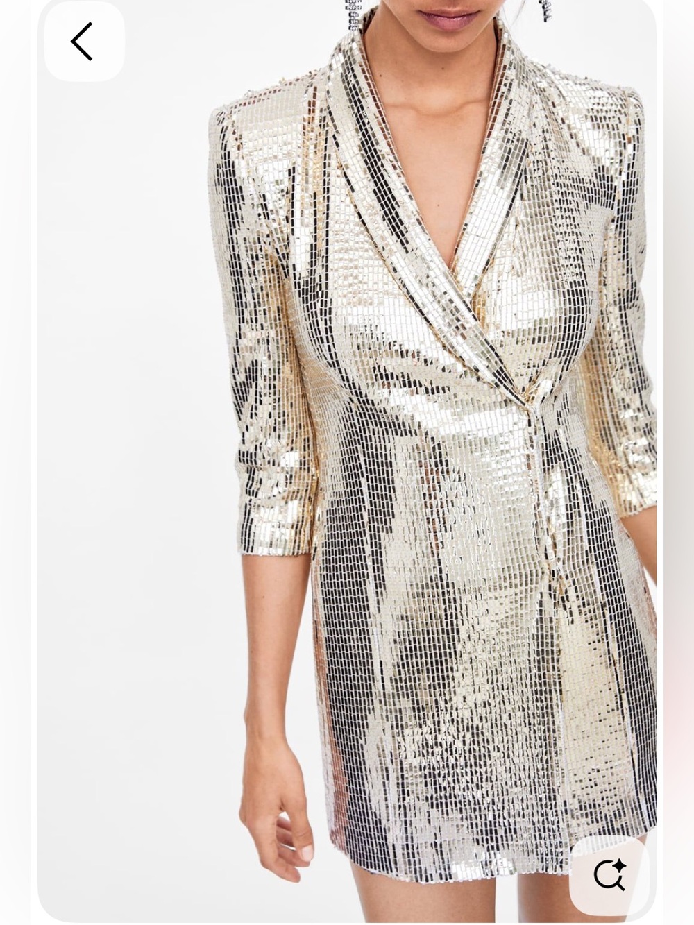 Zara Gold Sequin Blazer Dress M